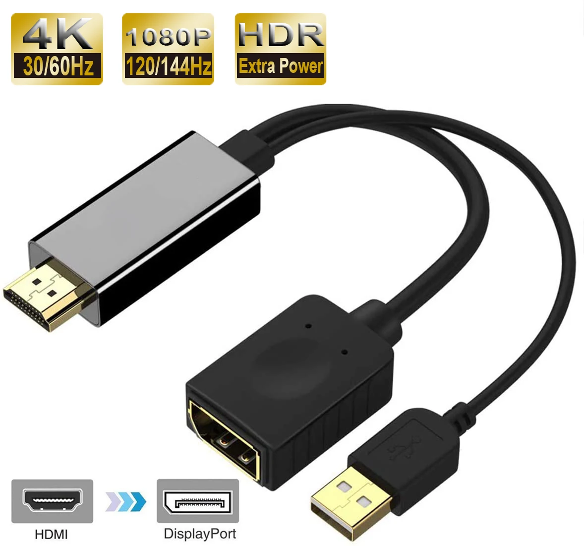 Кабель-преобразователь HDMI в DP 2021 4K 60 Гц 1080P 144 адаптер для порта дисплея шнур 2.0b Apple