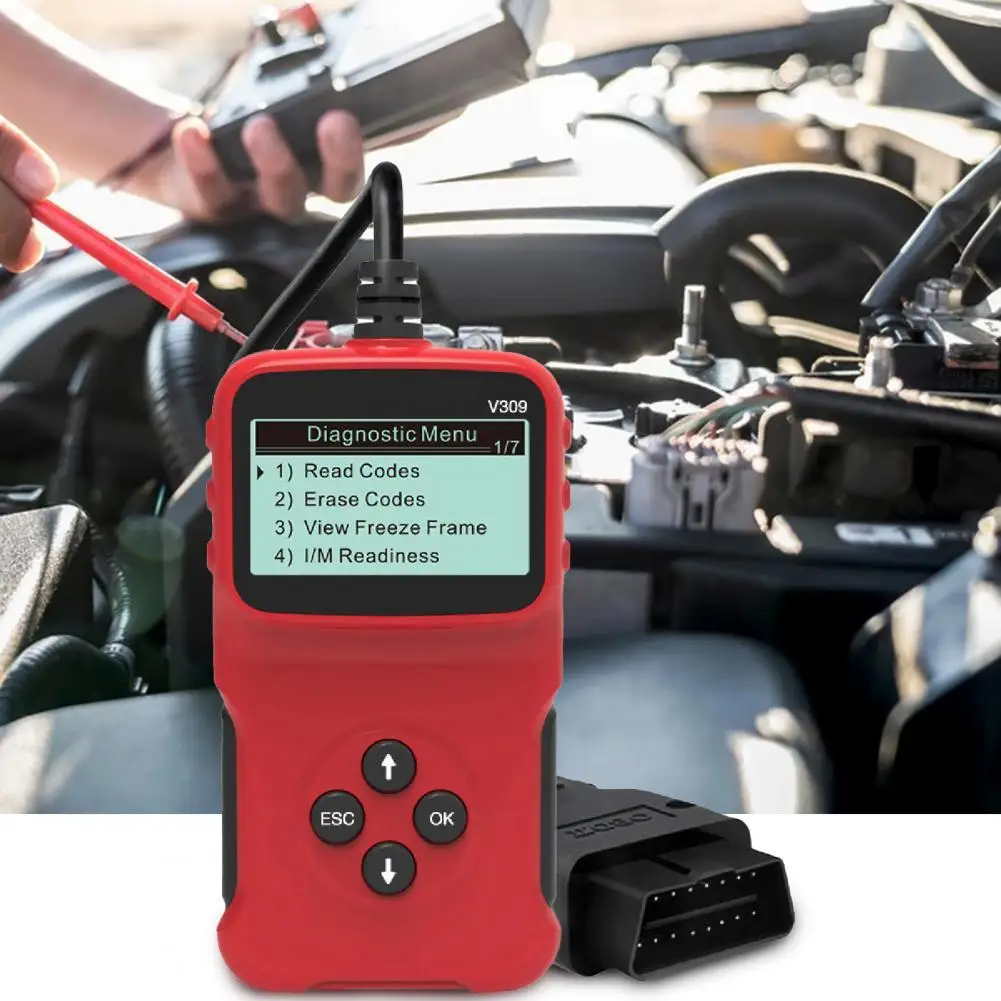 Инструмент Практичный OBD сканер считыватель кодов автомобиля красный