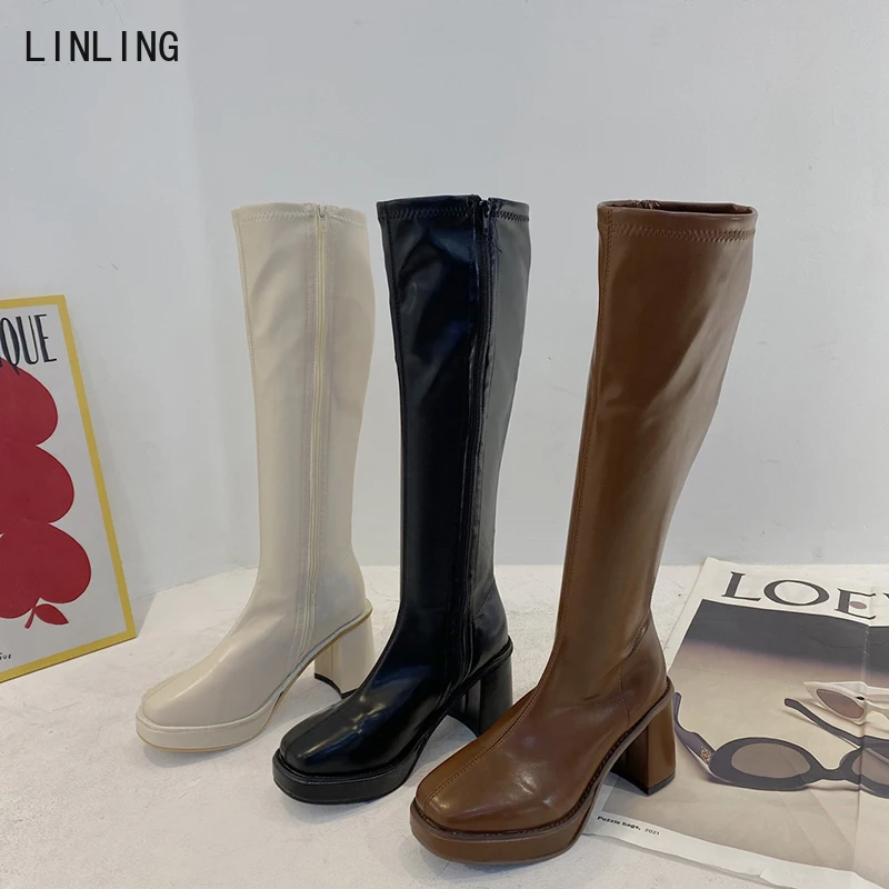 Женские высокие сапоги до бедра, высокие сапоги до колена с круглым носком, модная зимняя длинная обувь на квадратном каблуке коричневого и ... 
Женские высокие сапоги до бедра, высокие сапоги до колена с круглым носком, модная зимняя длинная обувь на квадратном каблуке коричневого и ...