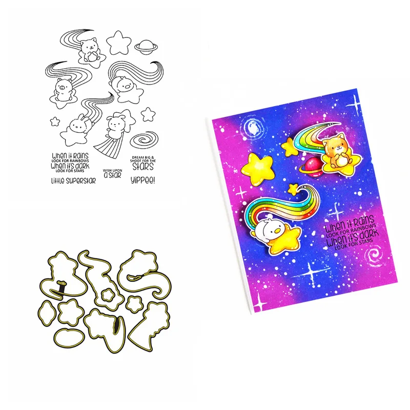 2pcs/lot Little Animals Cat Bear Chick Clear Stamps and Coordinating Metal dies Shoot For The Stars Stamp for DIY Scrapbooking
2pcs/lot Little Animals Cat Bear Chick Clear Stamps and Coordinating Metal dies Shoot For The Stars Stamp for DIY Scrapbooking