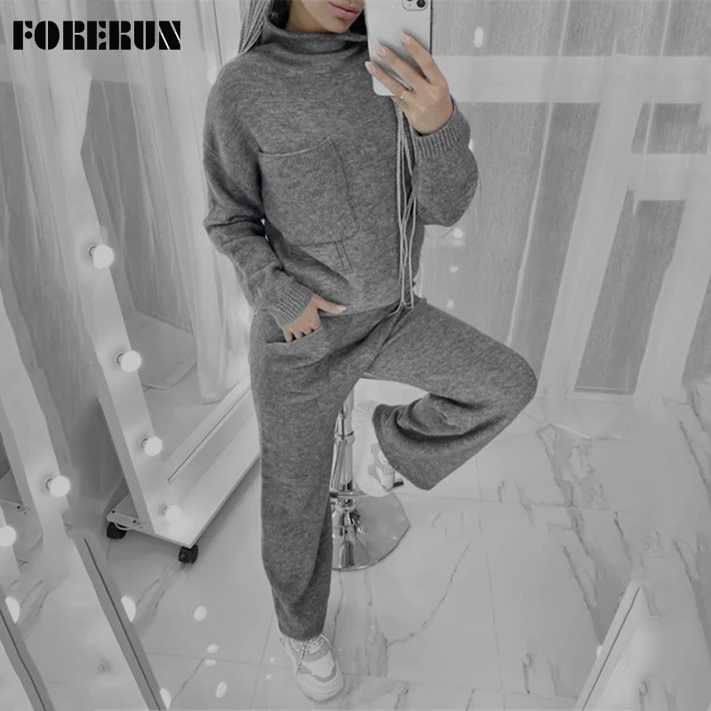 FORERUN/осенний свитер, комплект из двух предметов, повседневная одежда для отдыха, однотонный пуловер с высоким воротом и вязаные штаны, костю...
FORERUN/осенний свитер, комплект из двух предметов, повседневная одежда для отдыха, однотонный пуловер с высоким воротом и вязаные штаны, костю...