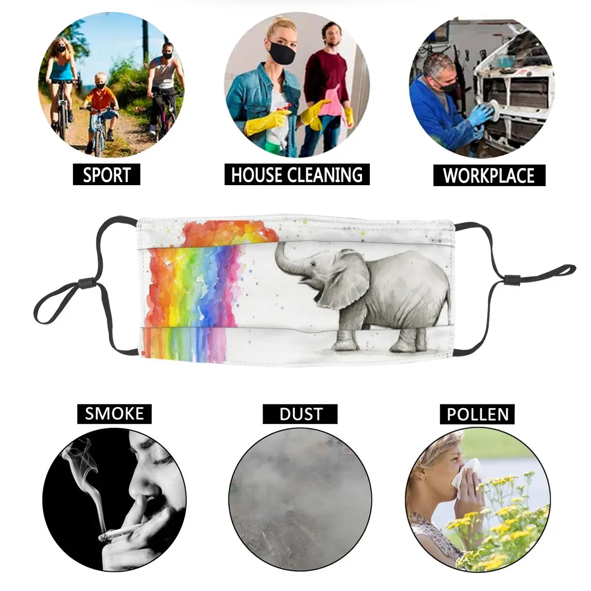 Baby Elephant Spraying Rainbow Non-Disposable Face Mask Animal Anti Haze Dustproof Mask Protection Cover Respirator Mouth Muffle
Baby Elephant Spraying Rainbow Non-Disposable Face Mask Animal Anti Haze Dustproof Mask Protection Cover Respirator Mouth Muffle