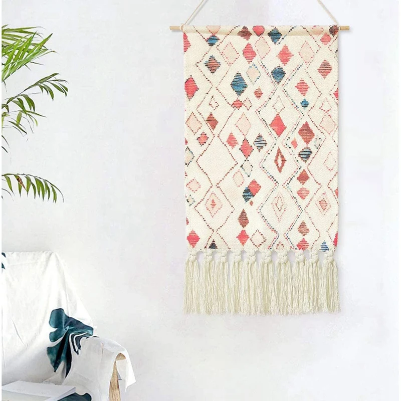 Wall Hanging Geometric Rhombus Tapestry with Macrame,Boho Handmade Woven Tapestry,for Apartment Home Decor
Wall Hanging Geometric Rhombus Tapestry with Macrame,Boho Handmade Woven Tapestry,for Apartment Home Decor