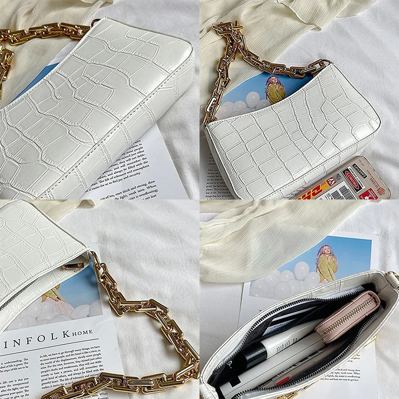 1pc Chain Shoulder Handbags Retro Crocodile Pattern Baguette Bag Armpit Bag For Women Solid Color Female Travel Fashion Hand Bag
1pc Chain Shoulder Handbags Retro Crocodile Pattern Baguette Bag Armpit Bag For Women Solid Color Female Travel Fashion Hand Bag