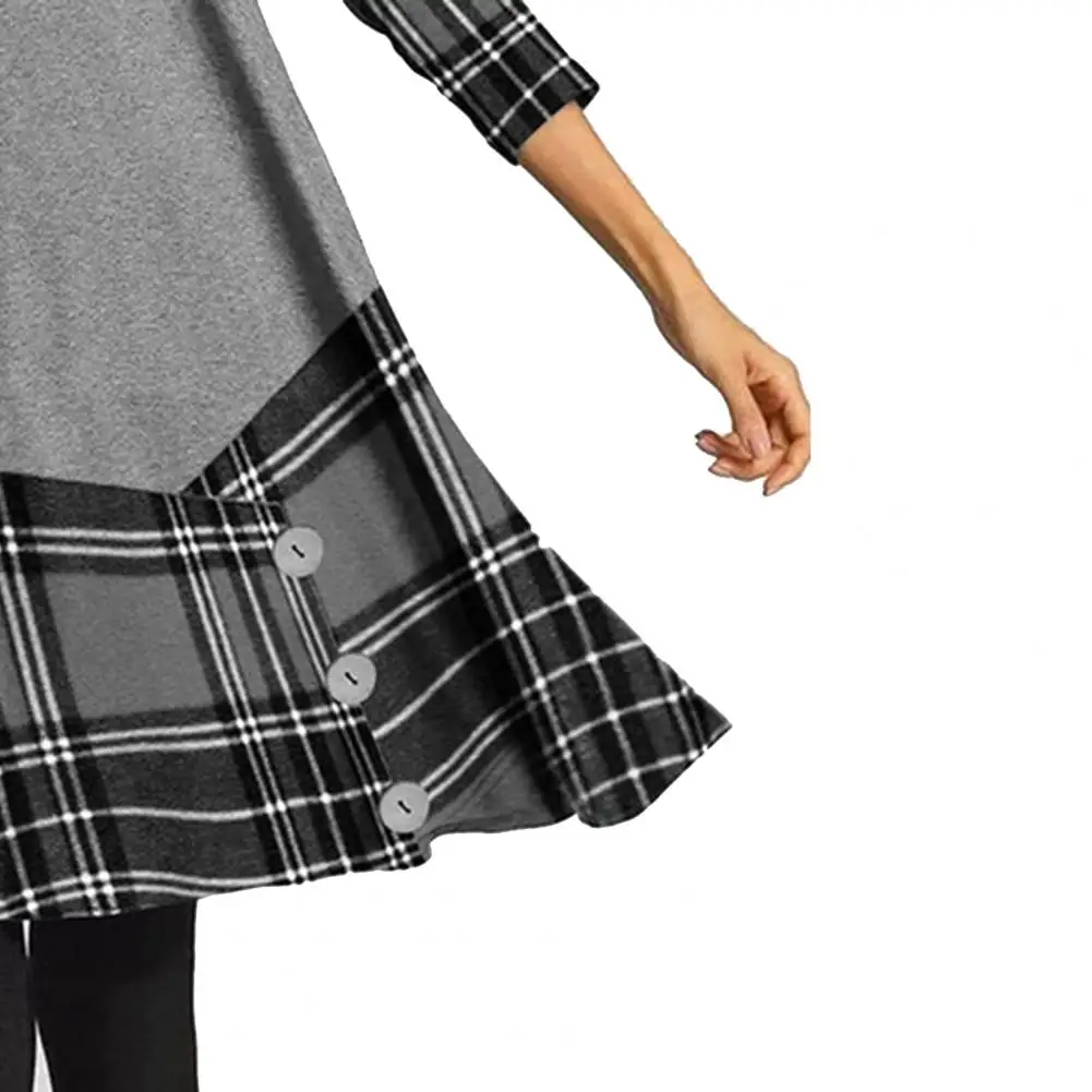 Women Plaid Stitching Dress Long-sleeved Button Decor Loose Casual Long Dress for Spring Autumn Oriental Dresses
Women Plaid Stitching Dress Long-sleeved Button Decor Loose Casual Long Dress for Spring Autumn Oriental Dresses