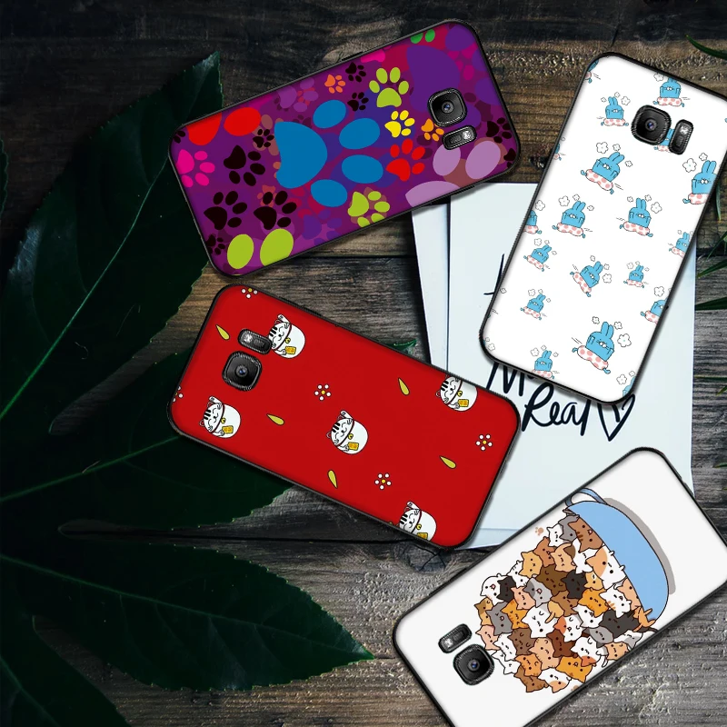 Роскошный черный чехол для samsung A3 4 5 6 plus A8 9 A10 A20 30 A40 50 A60 A70 2017 M40 J6 крышка мультфильм