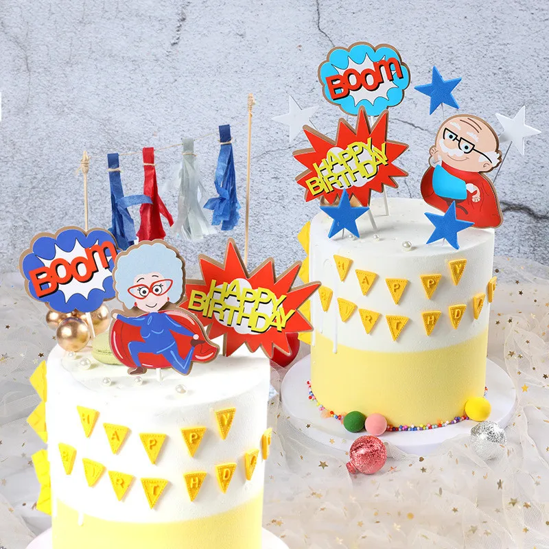 Cartoon Double-layer Old Grandpa Grandma Super Hero Theme Happy Birthday Cake Topper Party Decoration Accessories
Cartoon Double-layer Old Grandpa Grandma Super Hero Theme Happy Birthday Cake Topper Party Decoration Accessories