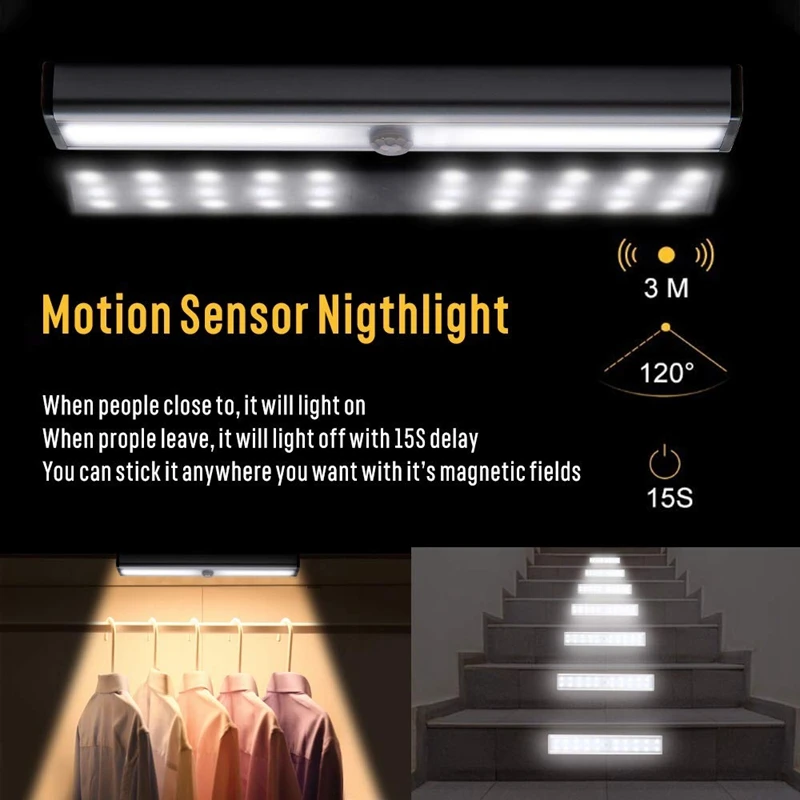 Motion Sensor LED Light, 3 Mode 30-LED Wireless Dimmable Closet Light, Stick-On Anywhere Portable LED Light Under Cabinet Lighti
Motion Sensor LED Light, 3 Mode 30-LED Wireless Dimmable Closet Light, Stick-On Anywhere Portable LED Light Under Cabinet Lighti