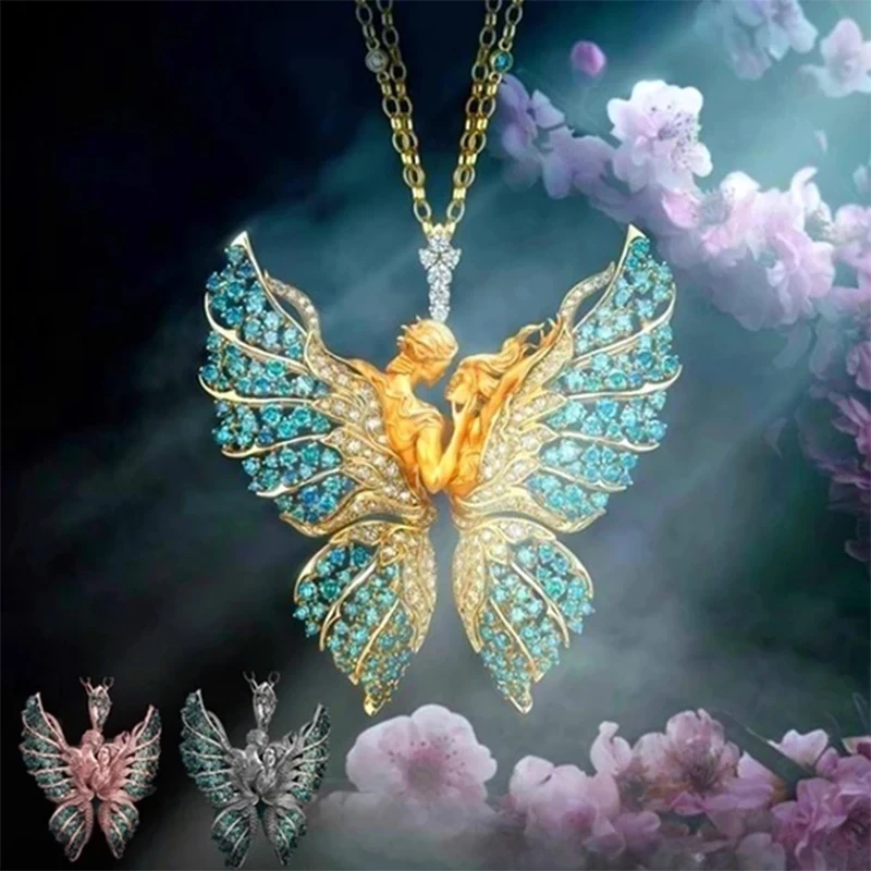Fashion Wings Butterfly Pendant Necklace For Women Classic Vintage Angel Inlay Character Necklace Sweater Chain Female Jewelry
Fashion Wings Butterfly Pendant Necklace For Women Classic Vintage Angel Inlay Character Necklace Sweater Chain Female Jewelry
