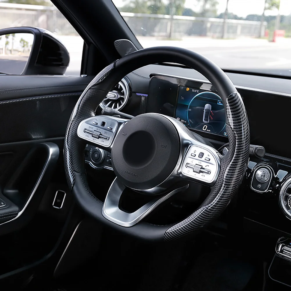 Carbon Fiber Look Universal Car Steering Wheel Booster Cover Non-Slip Interior Deocration Cover Anti-skid Car Accessories
Carbon Fiber Look Universal Car Steering Wheel Booster Cover Non-Slip Interior Deocration Cover Anti-skid Car Accessories