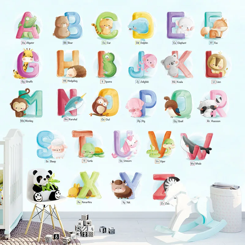 Cartoon Creative English 26 Letters Alphabet Animal Wall Stickers For Kids Room Home Decoration Children Wall Decal Poster Mural
Cartoon Creative English 26 Letters Alphabet Animal Wall Stickers For Kids Room Home Decoration Children Wall Decal Poster Mural