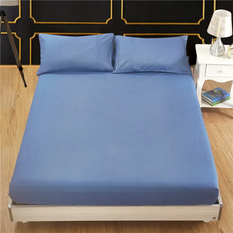 Однотонная шлифовальная ткань простыня с эластичным наматрасником для кровати
