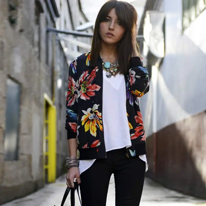 modern Retro baseball sweatshirt with flower print for women, thin zipper Bomber jacket, long sleeve coat, Outerwear
modern Retro baseball sweatshirt with flower print for women, thin zipper Bomber jacket, long sleeve coat, Outerwear