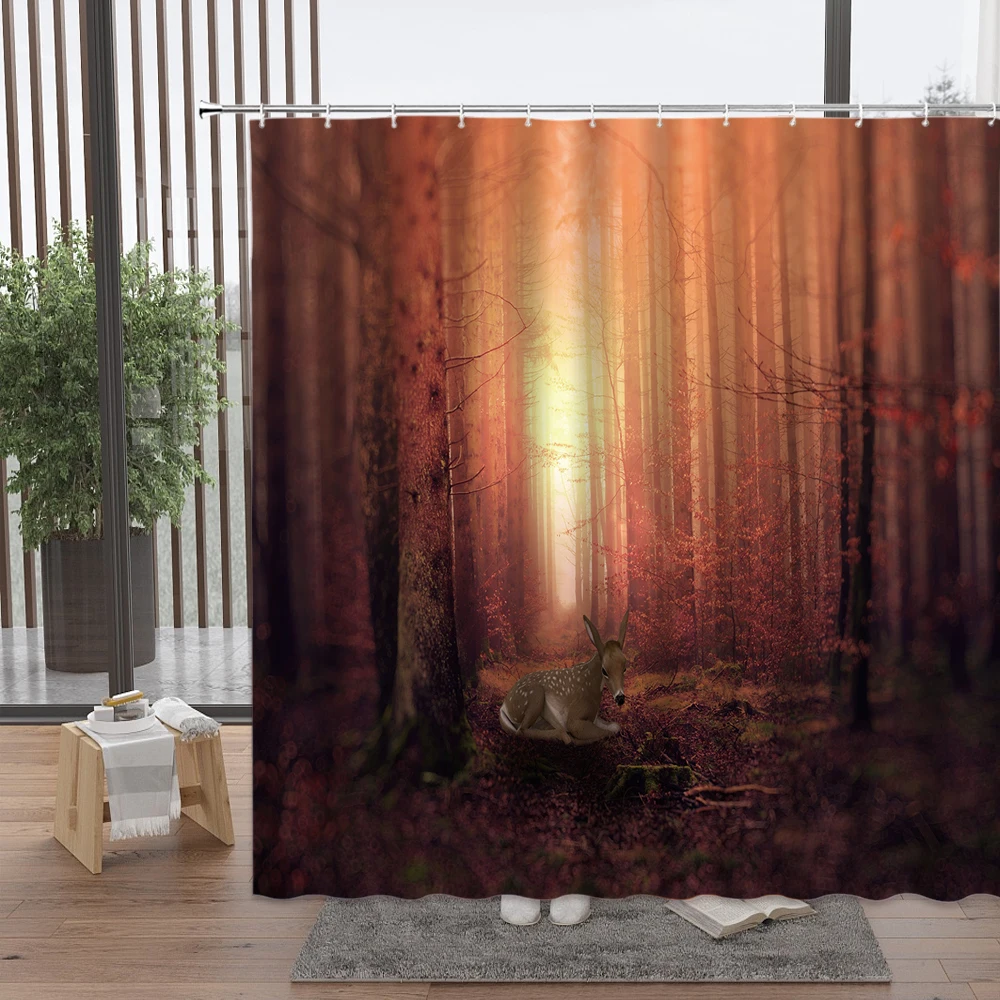 Green Plants Shower Curtain Natural Scenic Forest Waterfall Deer Bathroom Accessories Set Home Decor
Green Plants Shower Curtain Natural Scenic Forest Waterfall Deer Bathroom Accessories Set Home Decor