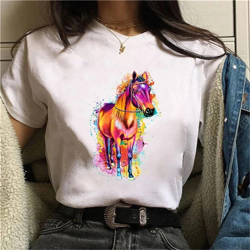 Watercolor Horse Tshirts White Tops Shirt Summer Aesthetics Graphic Short Sleeve Polyester T Shirts Female Clothes
Watercolor Horse Tshirts White Tops Shirt Summer Aesthetics Graphic Short Sleeve Polyester T Shirts Female Clothes