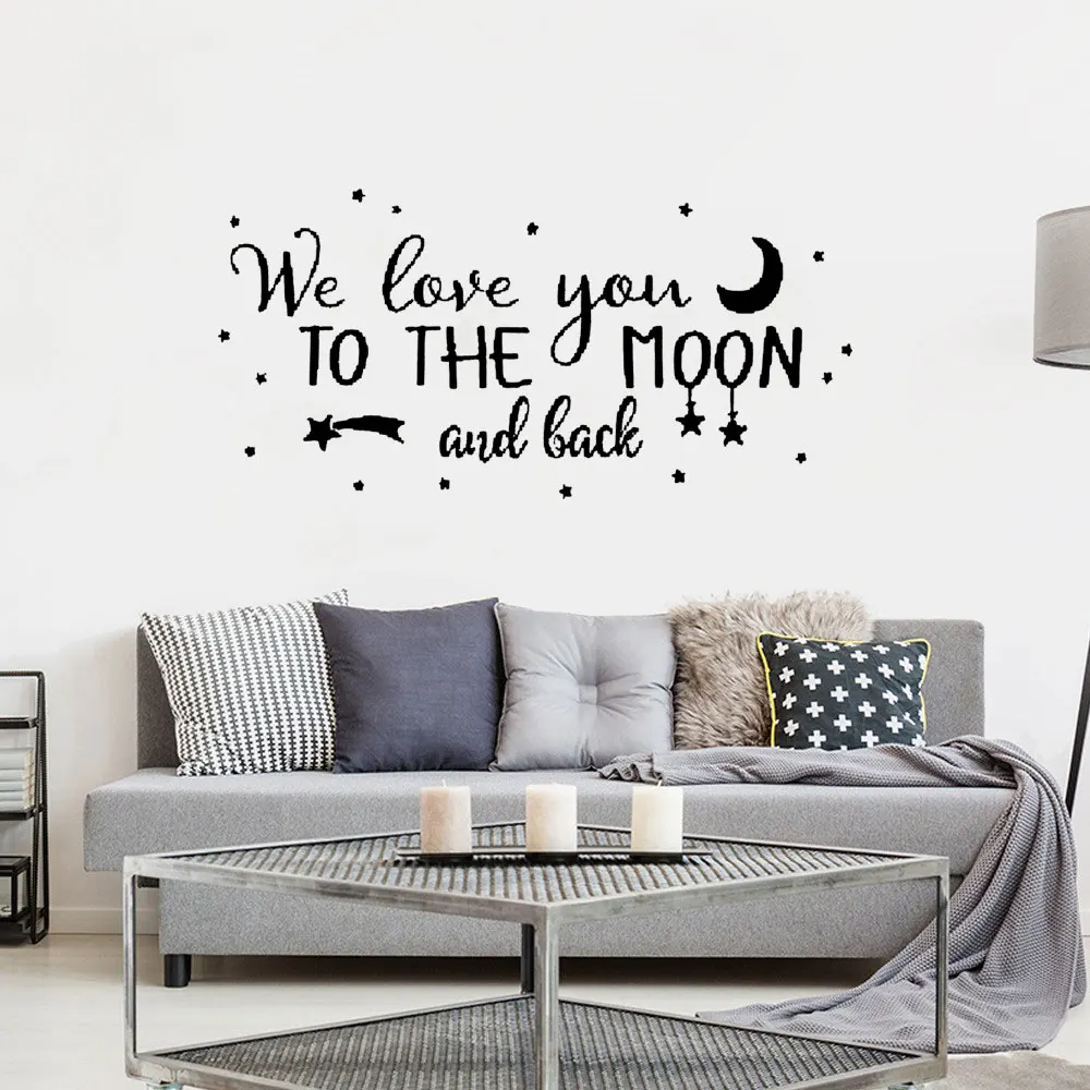 Love Quote Wall Sticker We Love You TO THE MOON and back Text Wall Decal Modern Home Wall Decoration DW6441
Love Quote Wall Sticker We Love You TO THE MOON and back Text Wall Decal Modern Home Wall Decoration DW6441