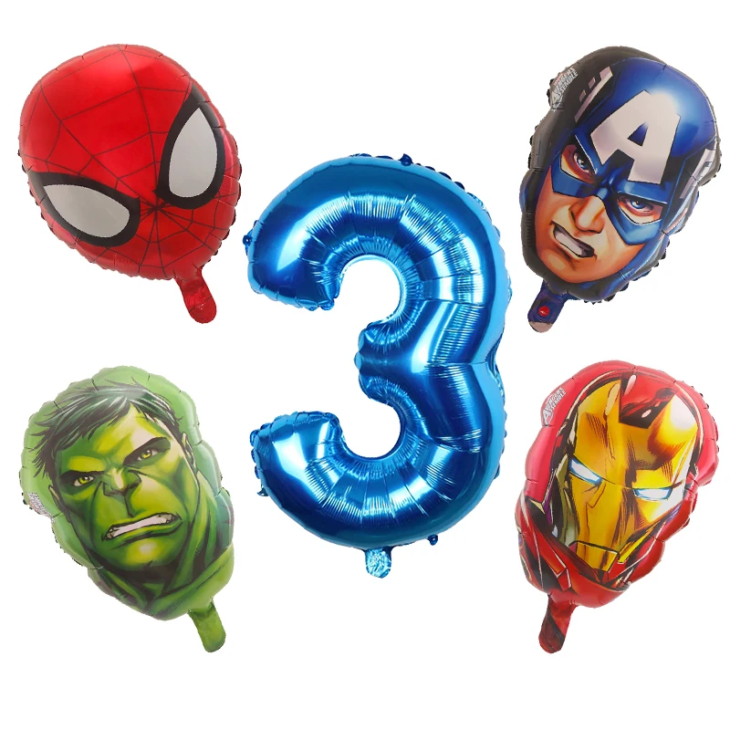 5Pcs Super Hero Globos Spiderman Head Aluminum Foil Balloons Kids Birthday Party Decoration Baby Shower Iron Man Number Balloon
5Pcs Super Hero Globos Spiderman Head Aluminum Foil Balloons Kids Birthday Party Decoration Baby Shower Iron Man Number Balloon