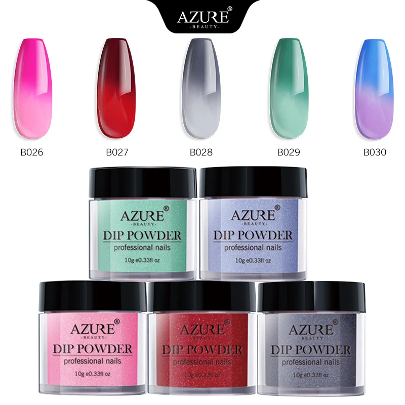 Azure beauty 5 шт./лот хамелеон термо-пудра для нейл-арта светящийся блеск система Dip