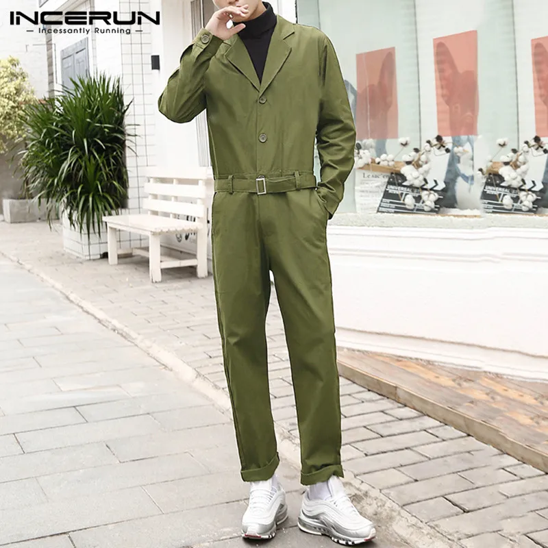 Fashion Men Cargo Overalls Streetwear Solid Color Button Long Sleeve 2021 Jumpsuit Casual Pants Mens Rompers With Belt INCERUN
Fashion Men Cargo Overalls Streetwear Solid Color Button Long Sleeve 2021 Jumpsuit Casual Pants Mens Rompers With Belt INCERUN