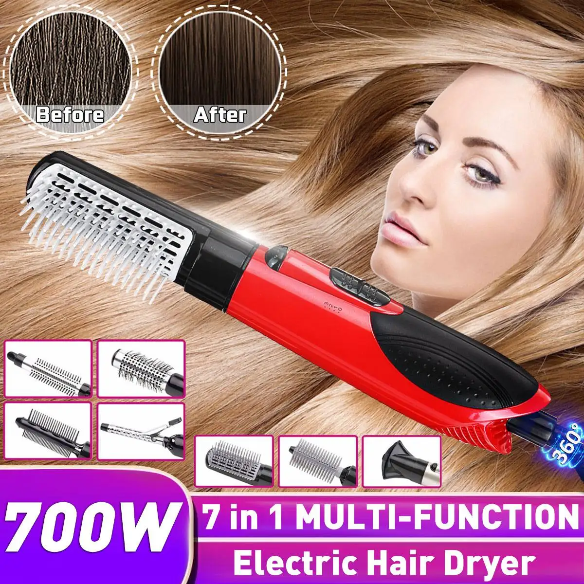 7 in 1 One Step Hair Dryer Salon Hot Air Styling Brush Negative Ion Generator Hair Straightener Curler Multifunctional Hair Comb
7 in 1 One Step Hair Dryer Salon Hot Air Styling Brush Negative Ion Generator Hair Straightener Curler Multifunctional Hair Comb