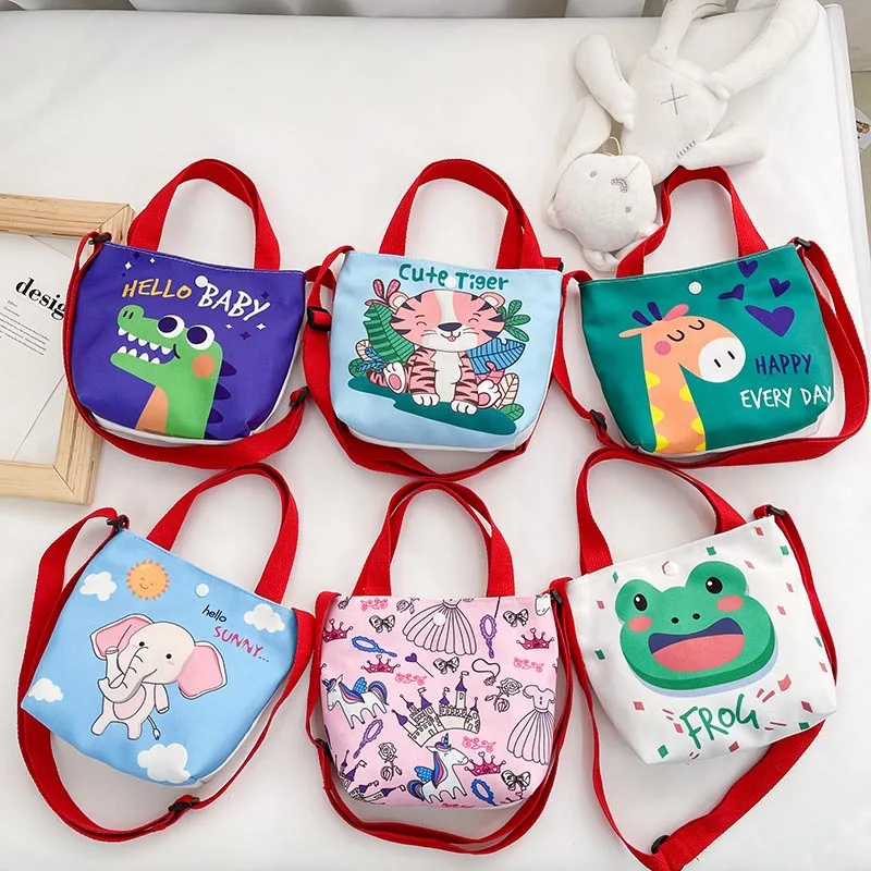 

OkoLive SB0051 New Fashion Cute Canvas Little Animal Open Single Shoulder Bag Children Decorative Satchel Anime Sidebag Handbag