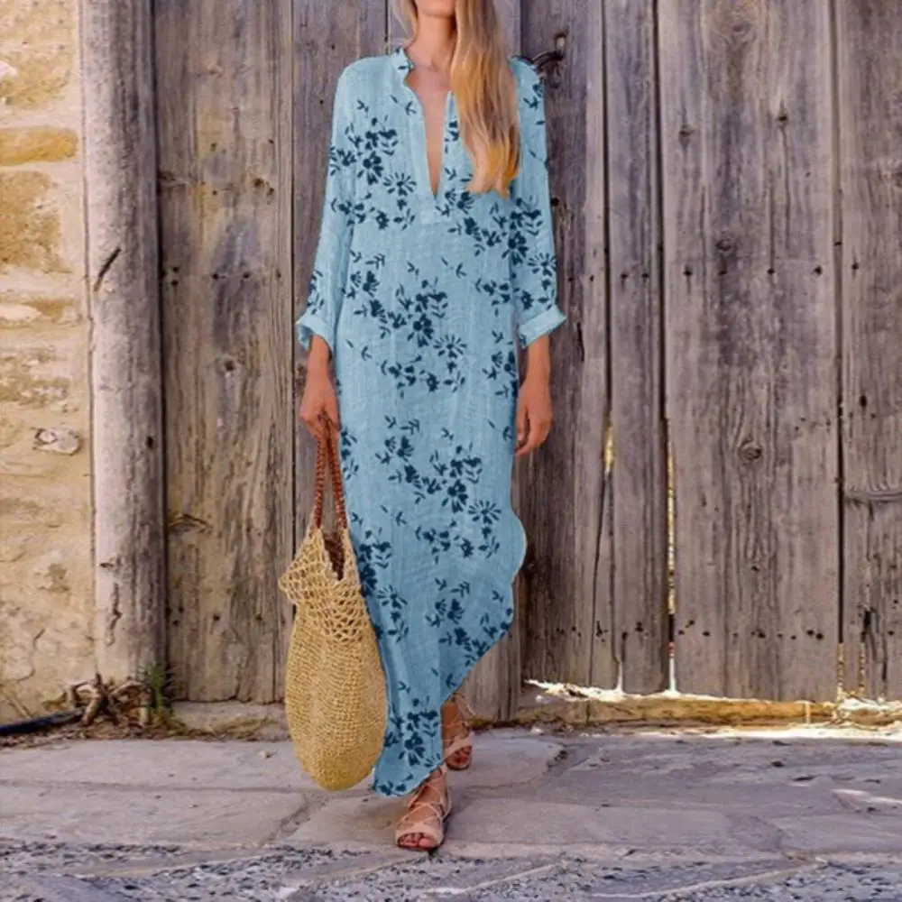 70% Hot Sell Plus Size Spring Vintage Women Flower Print V Neck Long Sleeve Loose Maxi Dress
70% Hot Sell Plus Size Spring Vintage Women Flower Print V Neck Long Sleeve Loose Maxi Dress
