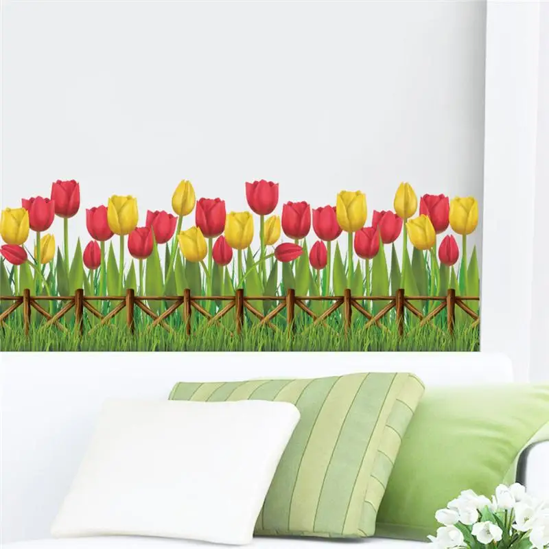 Vivid Tulip Flower Fences Baseboard Wall Stickers Home Decor Shop Bedroom Glass Door Pvc Wall Mural Art Pastoral Decal
Vivid Tulip Flower Fences Baseboard Wall Stickers Home Decor Shop Bedroom Glass Door Pvc Wall Mural Art Pastoral Decal