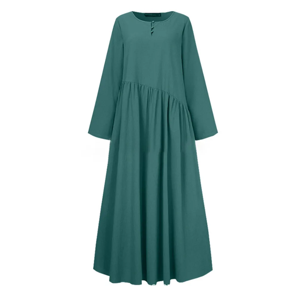 Women Dress Solid Color Cotton Linen Irregular Patchwork O Neck Pocket Long Sleeve Dress Large Swing Dress Casual Women Dress
Women Dress Solid Color Cotton Linen Irregular Patchwork O Neck Pocket Long Sleeve Dress Large Swing Dress Casual Women Dress