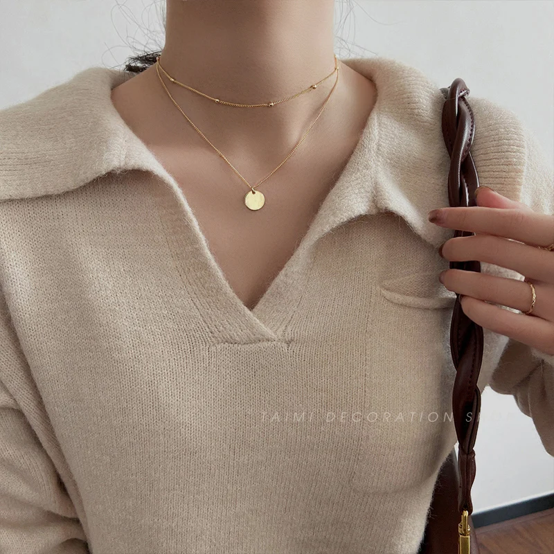 Double-Layer Golden Balls Necklace Women's Simple All-Match Sweater Chain round Plate Pendant Light Luxury Minority Clavicle
Double-Layer Golden Balls Necklace Women's Simple All-Match Sweater Chain round Plate Pendant Light Luxury Minority Clavicle