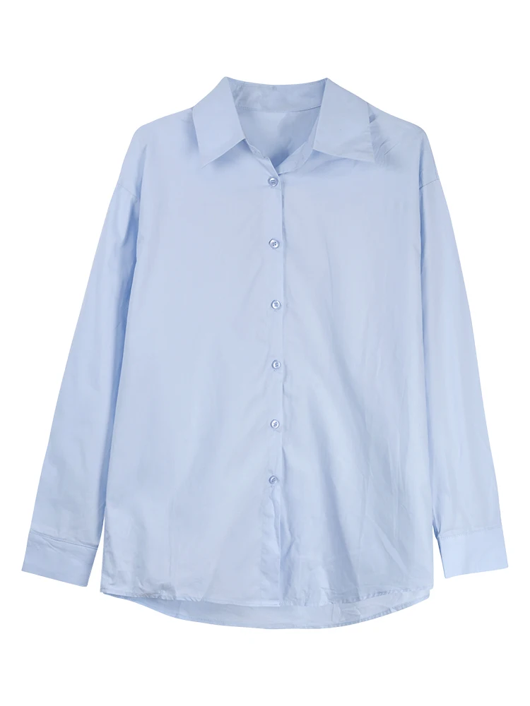 Early Autumn Hong Kong Style Languid Shirt Chic Design Sense Minority Long Sleeve Blue Shirt Women's Korean Loose Top Fashion 
Early Autumn Hong Kong Style Languid Shirt Chic Design Sense Minority Long Sleeve Blue Shirt Women's Korean Loose Top Fashion