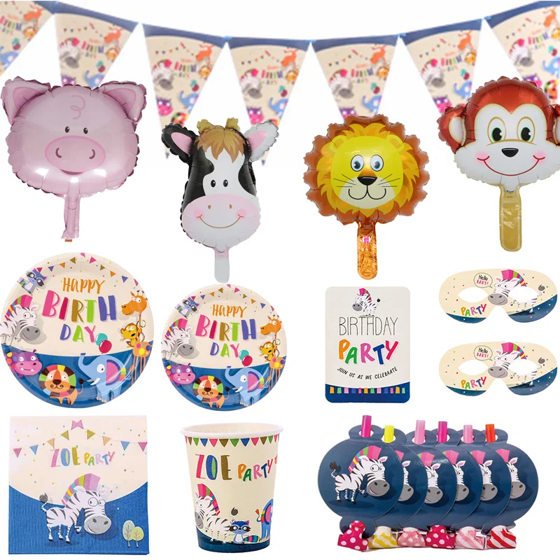Cartoon Animal Theme Birthday Party Jungle Animal Kids Disposable Tableware Decorative Balloon Birthday Party Supplies
Cartoon Animal Theme Birthday Party Jungle Animal Kids Disposable Tableware Decorative Balloon Birthday Party Supplies