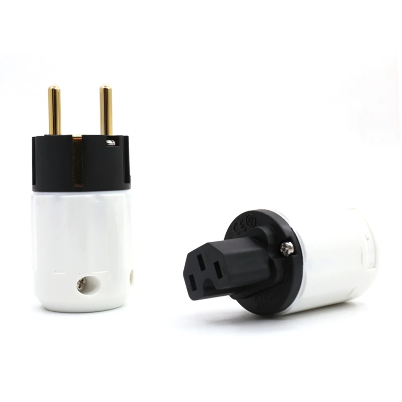 pair EU Standard Gold plated Power Plug for audio DIY power wire 
pair EU Standard Gold plated Power Plug for audio DIY power wire