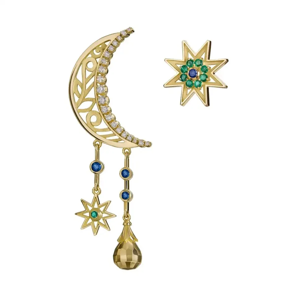 Foydjew Exquisite Vintage Star and Moon Asymmetry Hollow Out Earrings Golden Temperament Party Stud Drop Earring For Women
Foydjew Exquisite Vintage Star and Moon Asymmetry Hollow Out Earrings Golden Temperament Party Stud Drop Earring For Women