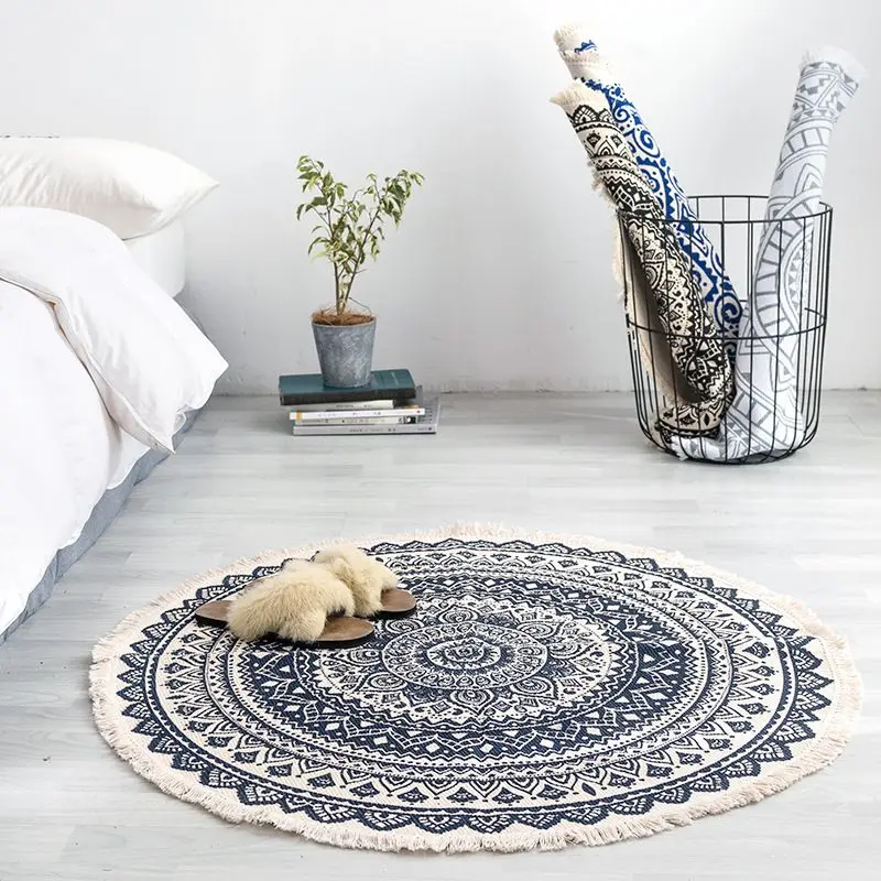 Woven Mat Customize Tassel Circular Round Printed Carpet for Retro Bedroom Living Room Illusion Rug Decoration Outdoor Prayer
Woven Mat Customize Tassel Circular Round Printed Carpet for Retro Bedroom Living Room Illusion Rug Decoration Outdoor Prayer