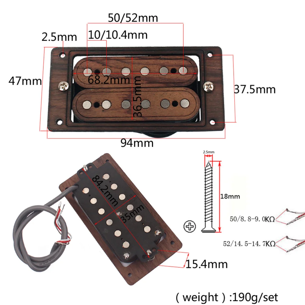 Rose Wood 6-string Humbucker Pickups Neck/ Bridge for Electric Guitar Replacement Parts
Rose Wood 6-string Humbucker Pickups Neck/ Bridge for Electric Guitar Replacement Parts