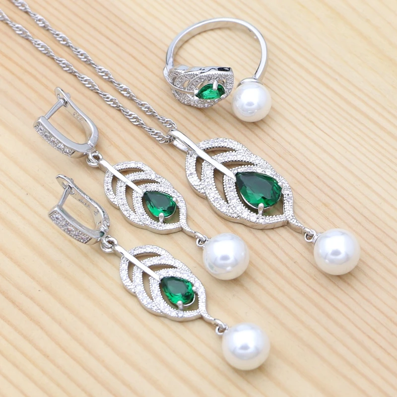 925 Silver Jewelry Sets Natural Green Cubic Zirconia White Pearl For Women Drop Earrings/Ring/Pendant/Necklace Set
925 Silver Jewelry Sets Natural Green Cubic Zirconia White Pearl For Women Drop Earrings/Ring/Pendant/Necklace Set