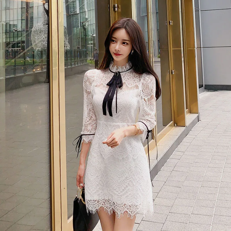 2022 New Elegant White Black Lace Dress Sexy Women's Long Sleeve Mini Celebrity Party Vestidos
2022 New Elegant White Black Lace Dress Sexy Women's Long Sleeve Mini Celebrity Party Vestidos