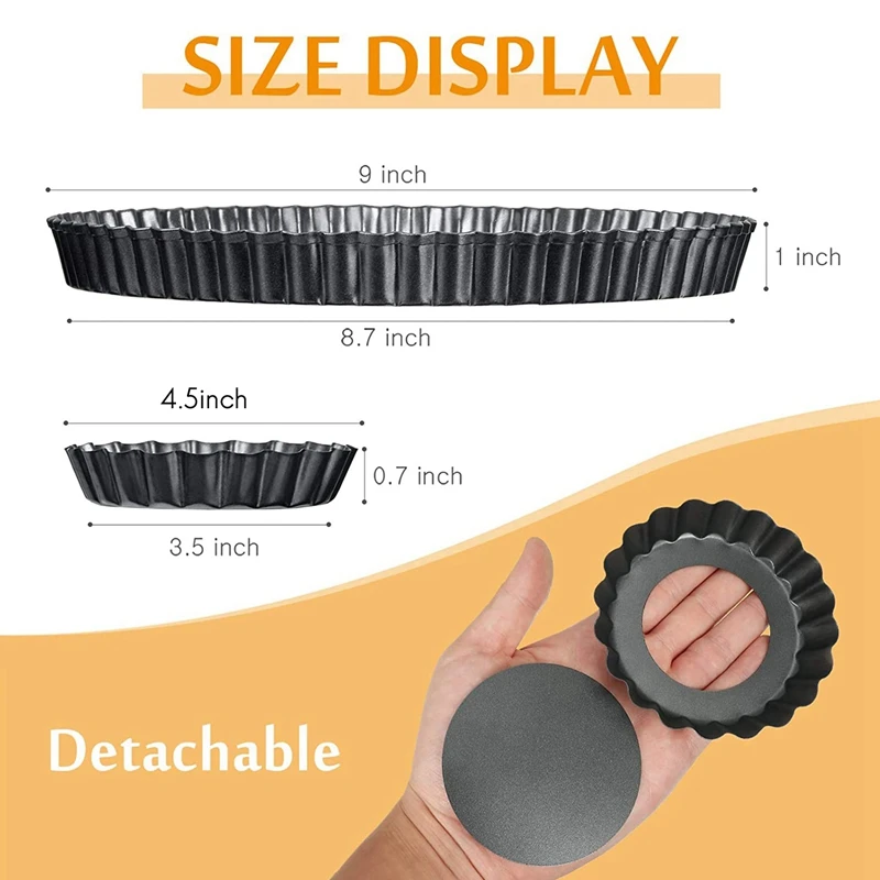 Tart Pan with Removable Bottom,4 Pcs Rectangle and Round Quiche Pan,Non-Stick Pie Tart Quiche Pan for Cooking Baking
Tart Pan with Removable Bottom,4 Pcs Rectangle and Round Quiche Pan,Non-Stick Pie Tart Quiche Pan for Cooking Baking