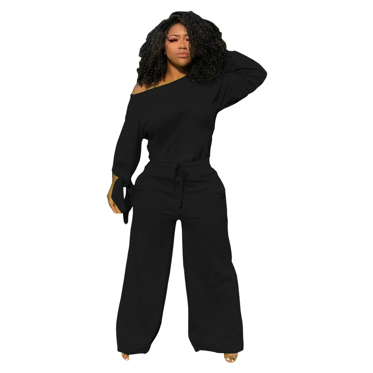 Women's Fashion Solid O-neck Full Sleeve Wide Leg Contain Waist Rope Jumpsuit Womens Fashion Clothing Vestido De Mujer
Women's Fashion Solid O-neck Full Sleeve Wide Leg Contain Waist Rope Jumpsuit Womens Fashion Clothing Vestido De Mujer