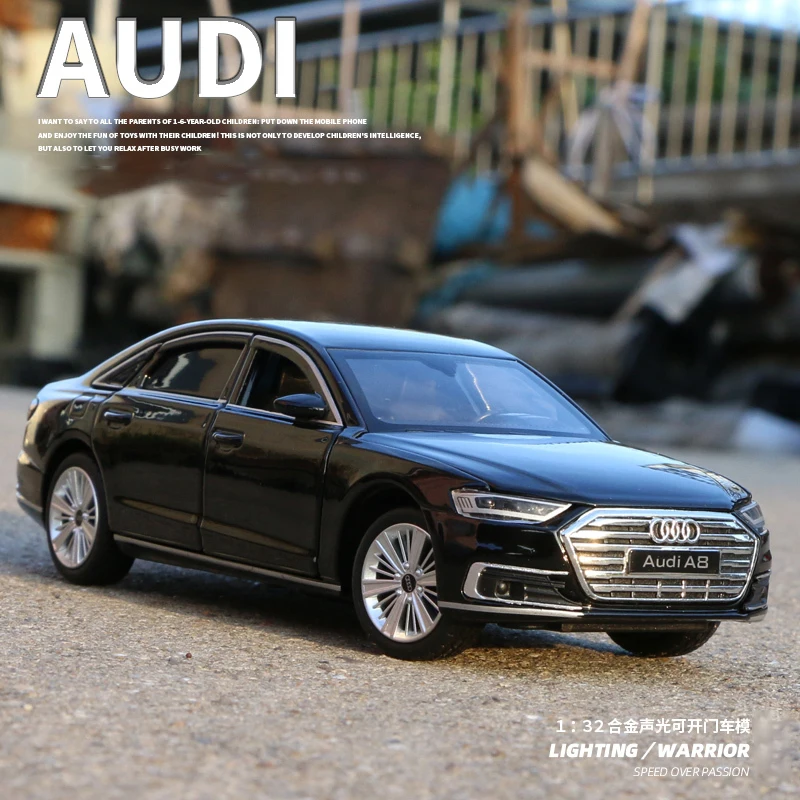 Новинка 1:32 Audi A8 литой автомобиль из сплава Модель со звуком и светильник