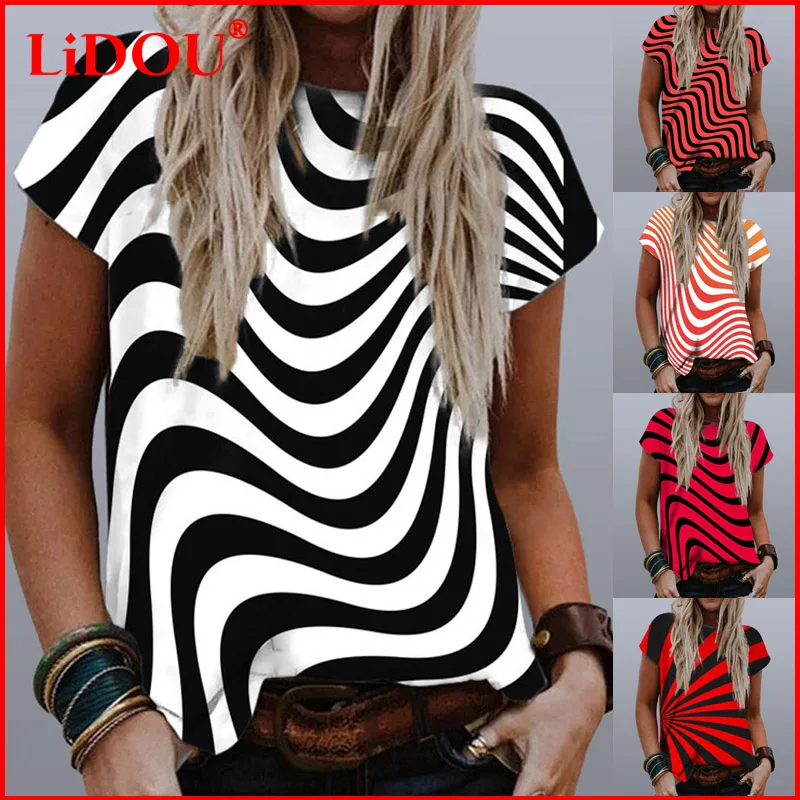 Women 2021 Summer Stripe Graphic Print T-Shirt Round Neck Short Sleeve Tops Casual Tees Harajuku Plus Size 5XL Loose Y2K Tshirts
Women 2021 Summer Stripe Graphic Print T-Shirt Round Neck Short Sleeve Tops Casual Tees Harajuku Plus Size 5XL Loose Y2K Tshirts