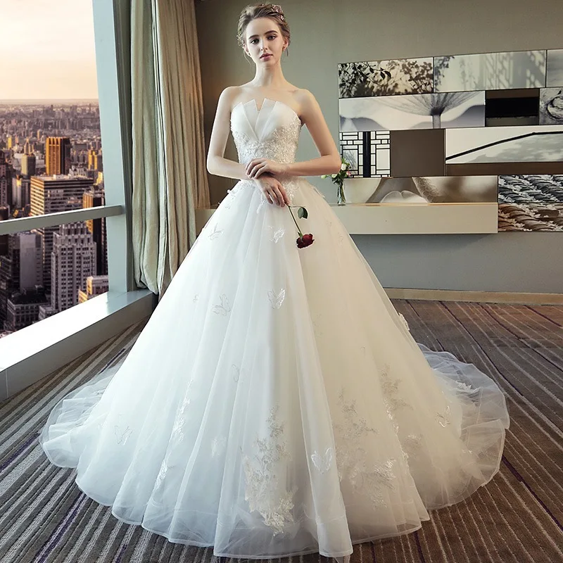 Petite Princess Wedding Dresses Sexy Strapless Embroidery Lace Applique Tulle Train Bride Dresses Elegant Backless Wedding Gowns
Petite Princess Wedding Dresses Sexy Strapless Embroidery Lace Applique Tulle Train Bride Dresses Elegant Backless Wedding Gowns
