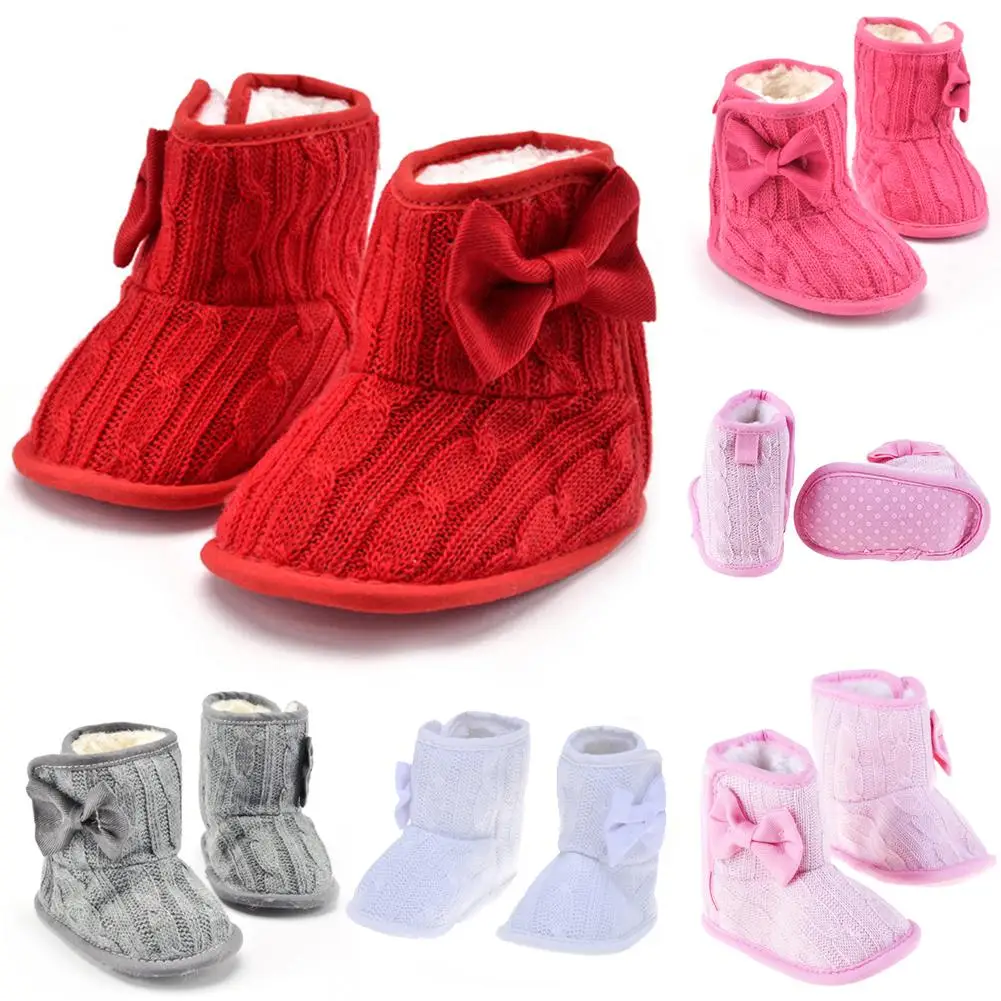 Жокстайл новые зимние сапоги для маленьких девочек Обувь с бантом младенцев