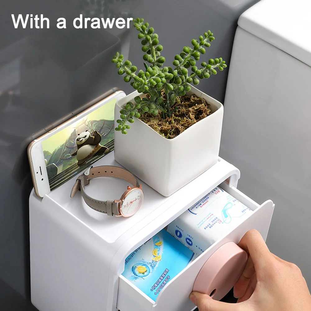 Toilet Nail-free Paper Box Bathroom Roll Paper Holder with Drawer/Phone Wall-mounted Non-perforated DurableTissue Holder
Toilet Nail-free Paper Box Bathroom Roll Paper Holder with Drawer/Phone Wall-mounted Non-perforated DurableTissue Holder