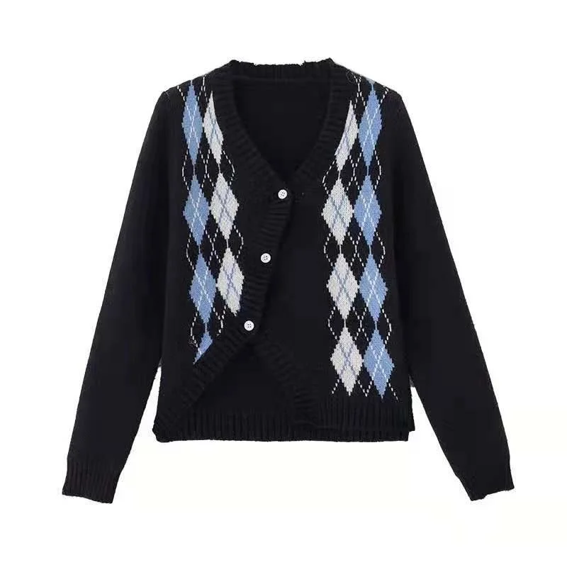 Cmaz Short Rhombus Sweater Coat for Women Early Autumn Top Small-sized
Cmaz Short Rhombus Sweater Coat for Women Early Autumn Top Small-sized