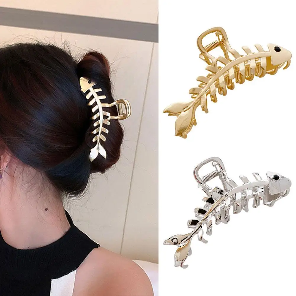 Women Exquisite Alloy Fish Bone Hair Claws Golden Silver Shark Clip Hairpins Fashion Headwear Trend Hair Accessories
Women Exquisite Alloy Fish Bone Hair Claws Golden Silver Shark Clip Hairpins Fashion Headwear Trend Hair Accessories