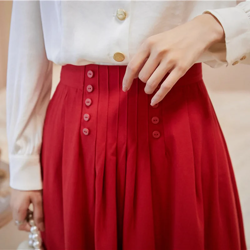 2021 Spring Summer Slim Waist Solid Pleated French Style Women's Skirt Office Lady Elegant Fashion Simple Casual Loose Skirts
2021 Spring Summer Slim Waist Solid Pleated French Style Women's Skirt Office Lady Elegant Fashion Simple Casual Loose Skirts