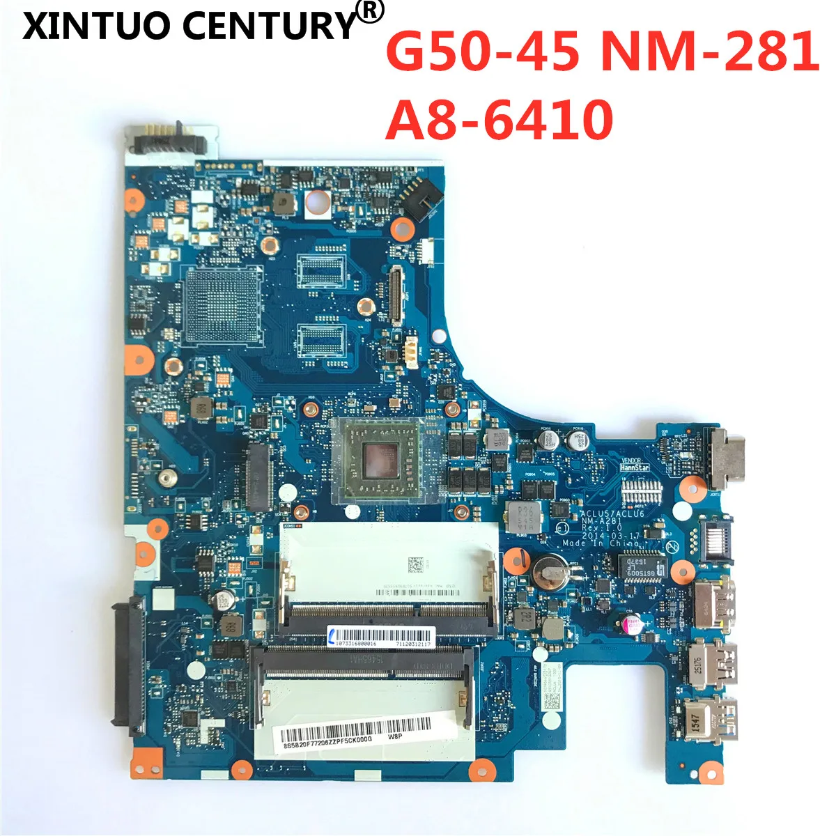 High Quality ACLU5/ACLU6 NM-A281 PC Motherboard for Lenovo G50-45 G50 Laptop Motherboard with A8-6410 CPU DDR3 100% Test Work
High Quality ACLU5/ACLU6 NM-A281 PC Motherboard for Lenovo G50-45 G50 Laptop Motherboard with A8-6410 CPU DDR3 100% Test Work