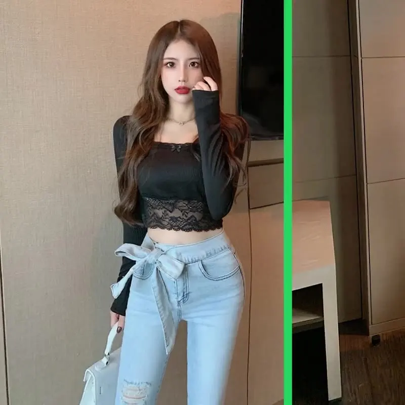 2021 new spring and autumn Korean version of high waist bow tie sanding elastic tight jeans feet pants women fashion
2021 new spring and autumn Korean version of high waist bow tie sanding elastic tight jeans feet pants women fashion
