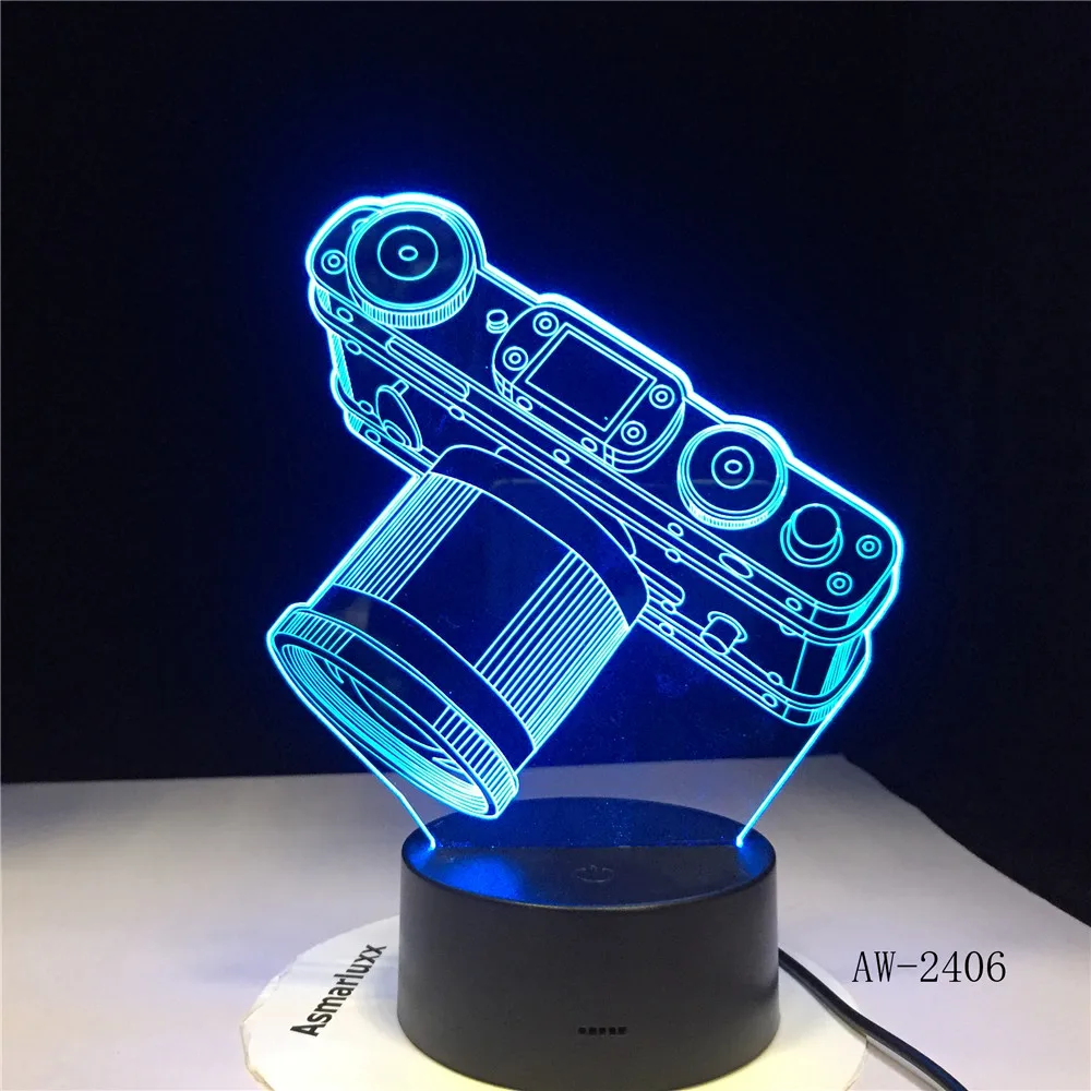 Новинка 3D светодиодный ная лампа камера Иллюзия USB сенсорный RGB 7